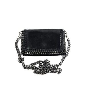Borse In Pelle Handbag Black Distressed Crackle Chain Strap Crossbody Bag